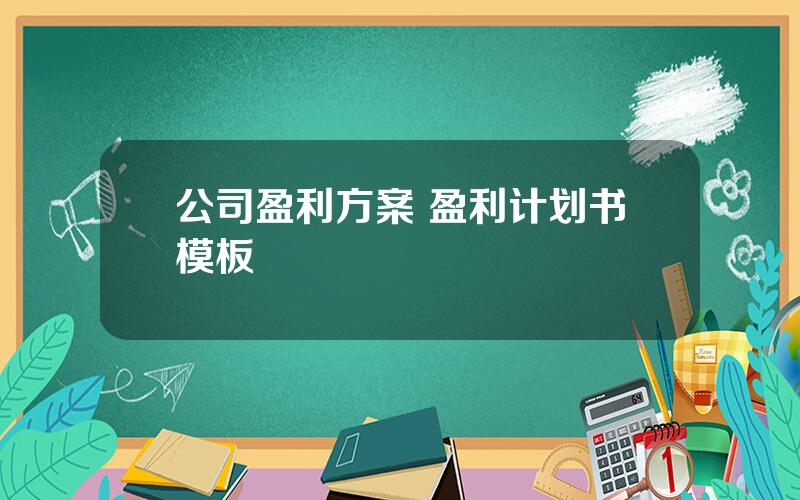 公司盈利方案 盈利计划书模板